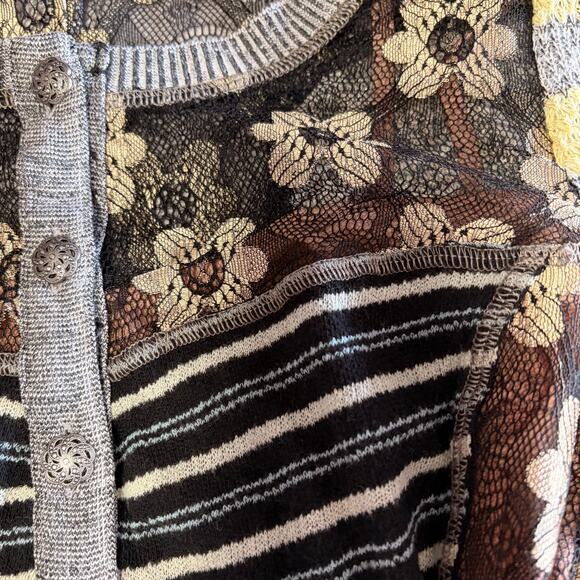 Vintage Patchwork Layered Eclectic Cardigan Top - Picture 4 of 6